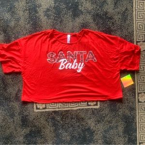 NWT “Santa Baby” red crop top // sz 2XX
